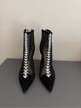 Jimmy Choo Bing 100 mesh and suede ankle boot
